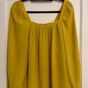 Silky Square Neck Long Sleeve Blouse    Size S